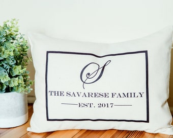 Personalized monogram pillow, Cotton anniversary, 2nd Anniversary, Christmas gift, Mother's Day gift, wedding gift,  Christmas gift idea