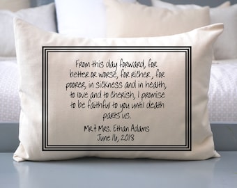 Personalized Pillow, Wedding vows, fiance gift, engaged gift, 2nd anniversary, kneeling pillow