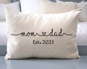 Personalized new mom and dad pillow, baby shower gift for parents, grandparents, new mommy, mommy gift