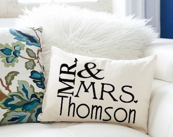 Personalized Pillow, Mr. & Mrs., Silver anniversary, 2nd anniversary, Cotton anniversary, heart, wedding gift, anniversary gift -connally-