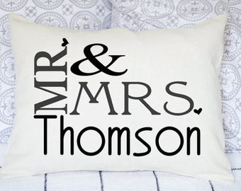 Personalized Pillow, Mr. & Mrs., Silver anniversary, 2nd anniversary, Cotton anniversary, heart, wedding gift, anniversary gift -connally-