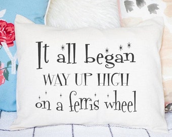 Retro Personalized Pillow, Cotton anniversary, Second marriage, fiancé gift, It all Began love story, making it, gift for men 50's