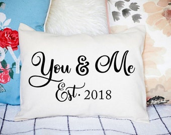 You and Me Personalized Pillow with YOUR date,  Dated pillow, 2nd anniversary gift for him