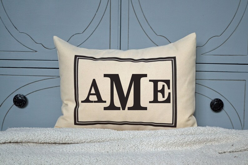 Personalized Pillow, Monogram, 4th anniv., fiance gift for her, mothers day gift, engagement, newlywed gift, cotton anniversary, 2nd anniv. image 2