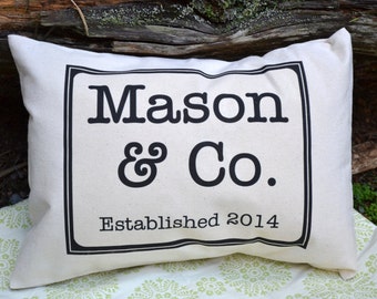 Personalized pillow, Cotton anniversary, 2nd anniversary, Mother’s Day, grandparent gift, wedding gift for couple, Established Date