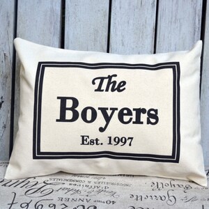 Personalized pillow, Christmas gift idea, anniversary pillow, 2nd anniversary, cotton anniv, newlywed gift, family pillow last name pillow