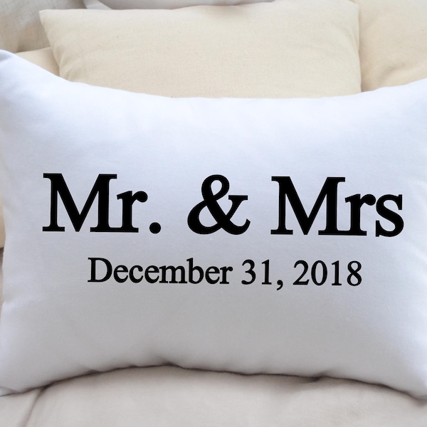 Cuscino personalizzato, regalo di nozze, idea regalo di Natale, cuscino Mr Mrs., regalo rubino, regalo di anniversario, 2° anniversario, anniversario di cotone