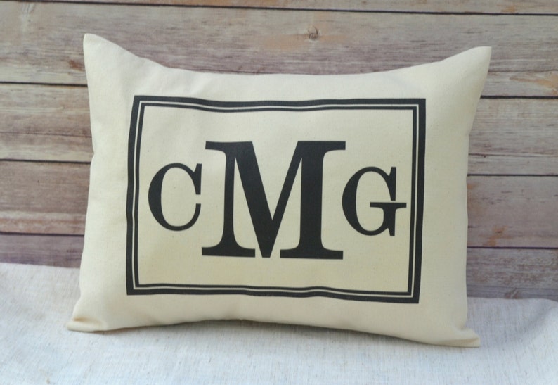 Personalized Pillow, Monogram, 4th anniv., fiance gift for her, mothers day gift, engagement, newlywed gift, cotton anniversary, 2nd anniv. image 3