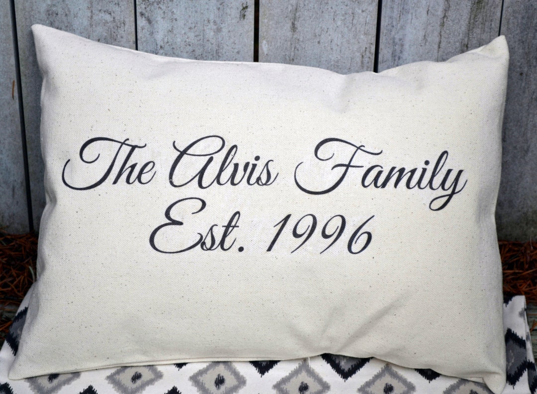 Personalized Family Name Pillow 2nd Anniversary Cotton Etsy