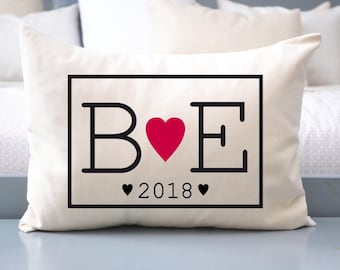 Christmas gift, Cotton anniversary pillow, 2nd Anniversary,  gift for him, romantic gift, Heart love pillow