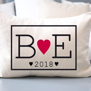 Anniversary gift, wedding gift idea, 2nd anniversary, heart pillow, personalized pillow, wedding date, monogram pillow