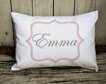 Personalized baby pillow, baby girl gift idea,  Newborn gift, girls pillow,  name pillow,  pink and grey baby gift idea