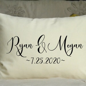 Engagement Couples names, 2nd anniversary Gift, Couples personalized pillow, cotton anniversary, dating gift for her, 2nd anniversary #