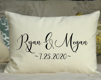 Engagement Couples names, 2nd anniversary Gift, Couples personalized pillow, cotton anniversary, dating gift for her, 2nd anniversary #