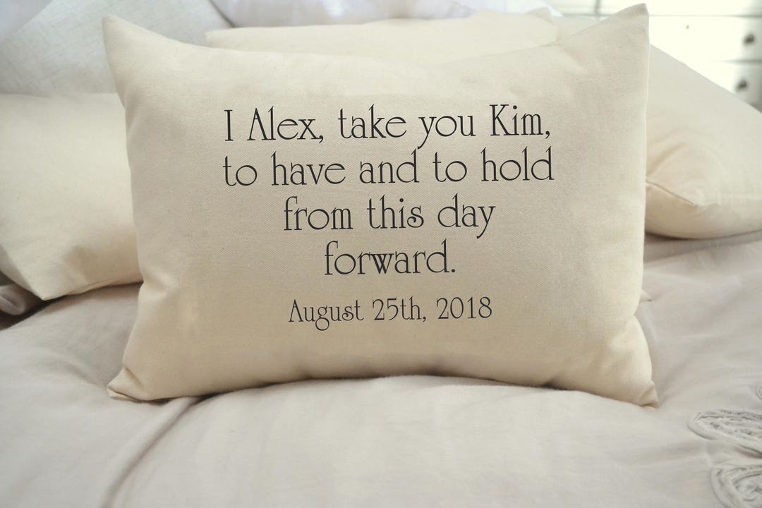 Personalized Vows Pillow Bride & Groom Gift Cotton Etsy