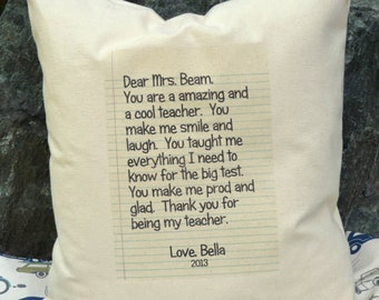 Personalized pillow, teacher gift,  letter pillow, grandparent gift, Mother's Day gift, Father's Day gift idea