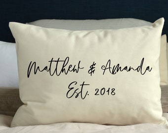 Couples names, 2nd anniversary Gift, Couples personalized pillow, cotton anniversary, dating, engagement gift for her, 2nd anniversary #