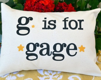 Personalized baby pillow, decorative pillow, stars, hearts, Newborn gift, baby boy pillow, kids name pillow, baby girl, new baby - gage-