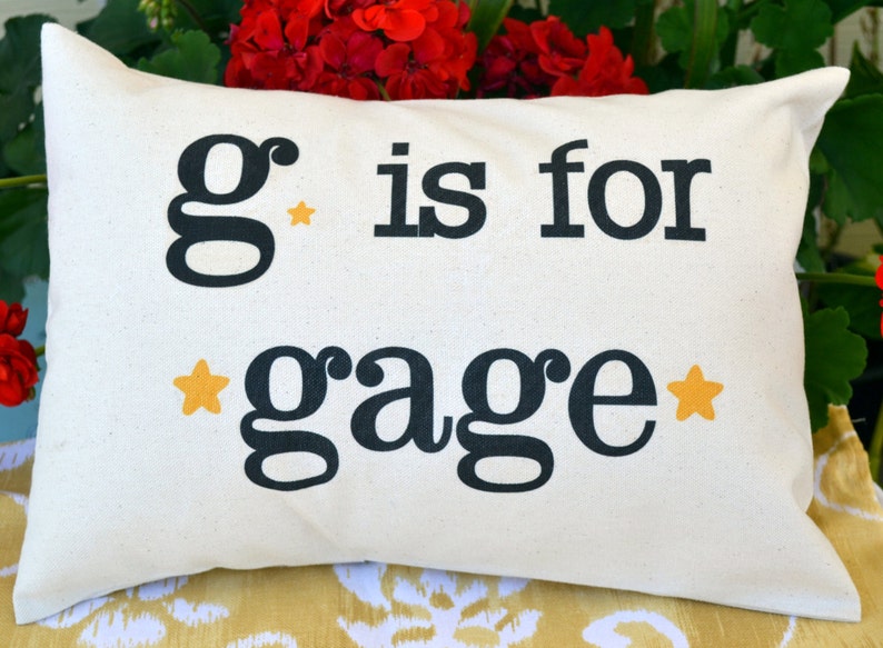Personalized baby pillow, decorative pillow, stars, hearts, Newborn gift, baby boy pillow, kids name pillow, baby girl, new baby gage image 1