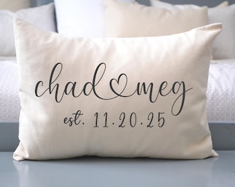 2nd anniversary gift, couples names connected with script heart, second anniversary, 2nd anniv. , couples gift, engagement gift, cotton