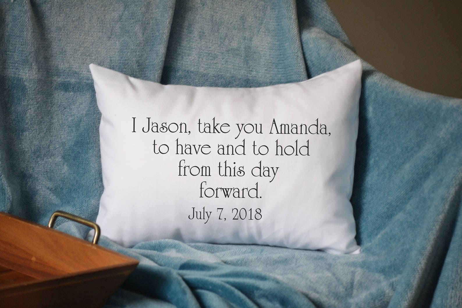 Personalized Vows Pillow Bride & Groom Gift Cotton Etsy