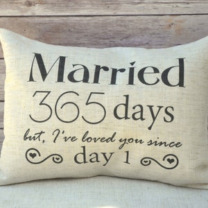 First Anniversary Gift, Romantic gift for him, couples gift, Christmas gift, 1st anniversary, romantic gift, ywed pillow, one year image 6