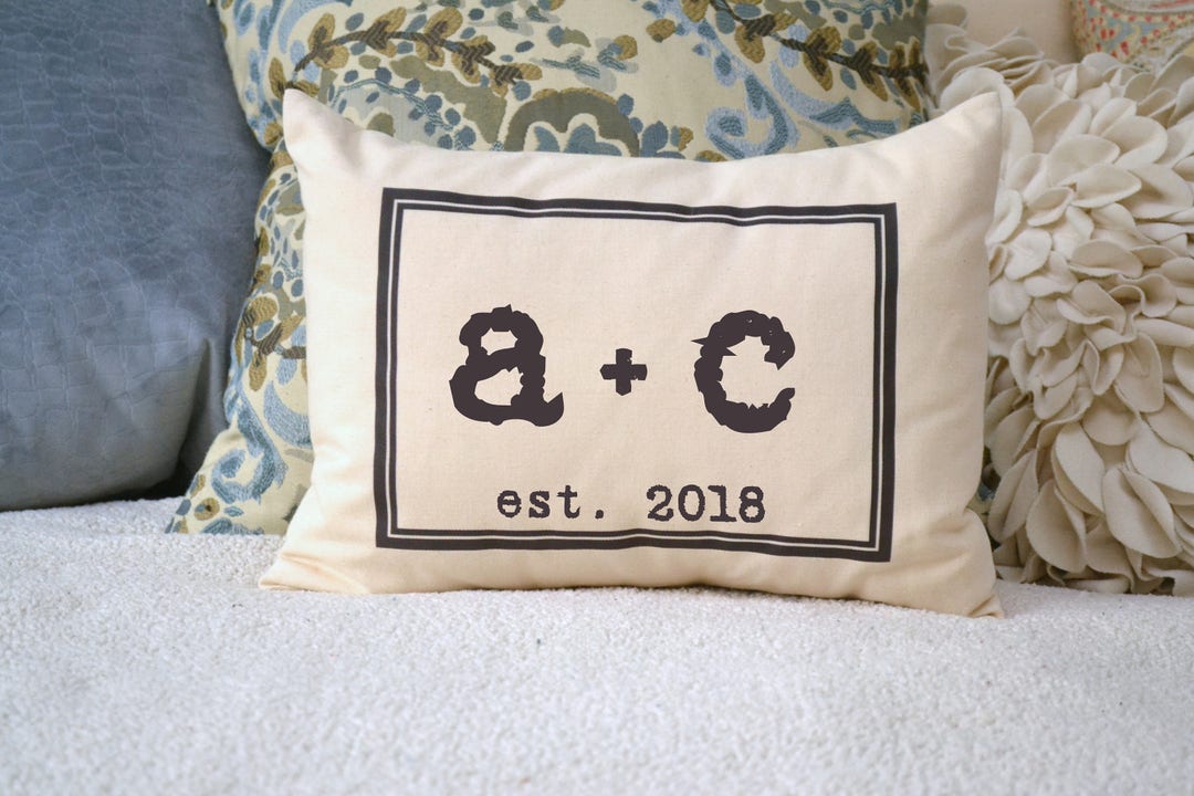 Personalized Couples Pillow, 2nd Personalized Cotton Anniversary