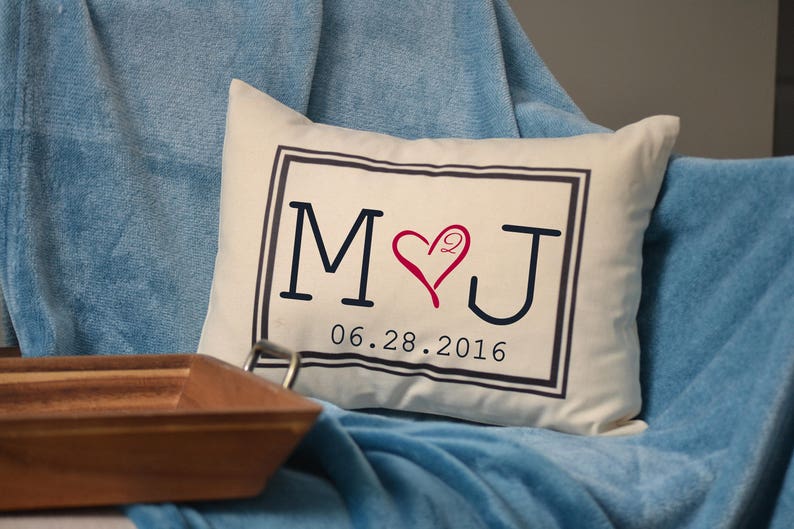 Personalized Pillow, fiance gift for her, gift for him, Second cotton anniversary, Christmas gift, engaged gift, dating anniversary image 2