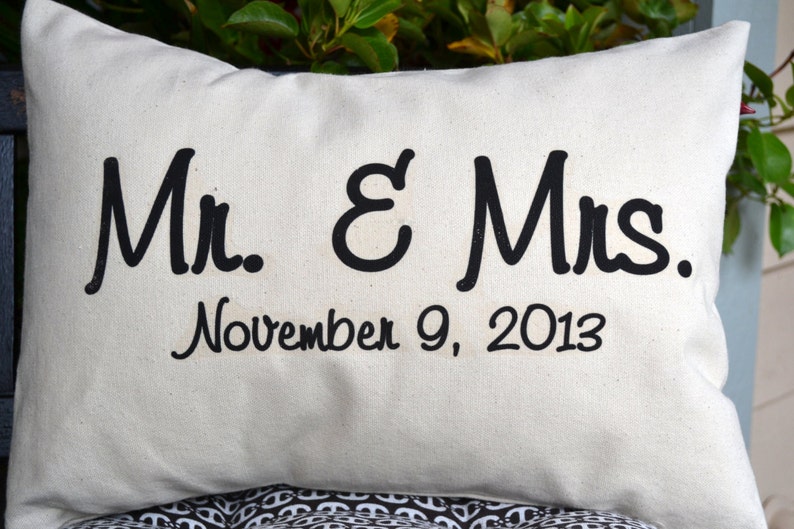 Personalized pillow Wedding gift 2nd anniversary cotton Etsy