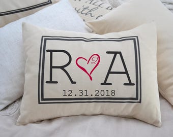 Personalized Pillow, fiance gift for her, gift for him,  Second cotton anniversary, Christmas gift, engaged gift, dating anniversary