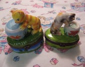 two kitties in the fish bowl trinket boxes