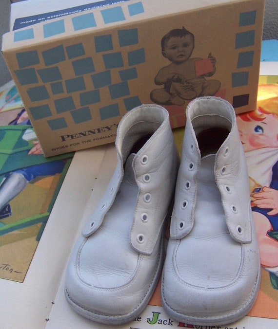 shoes / vintage leather baby shoes - image 1
