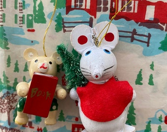 ornaments / a bear and a mouse ornament