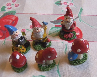 gnomes and mushrooms figurines