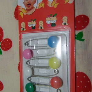Vintage Germany plastic fruit baby nappy diaper pins —