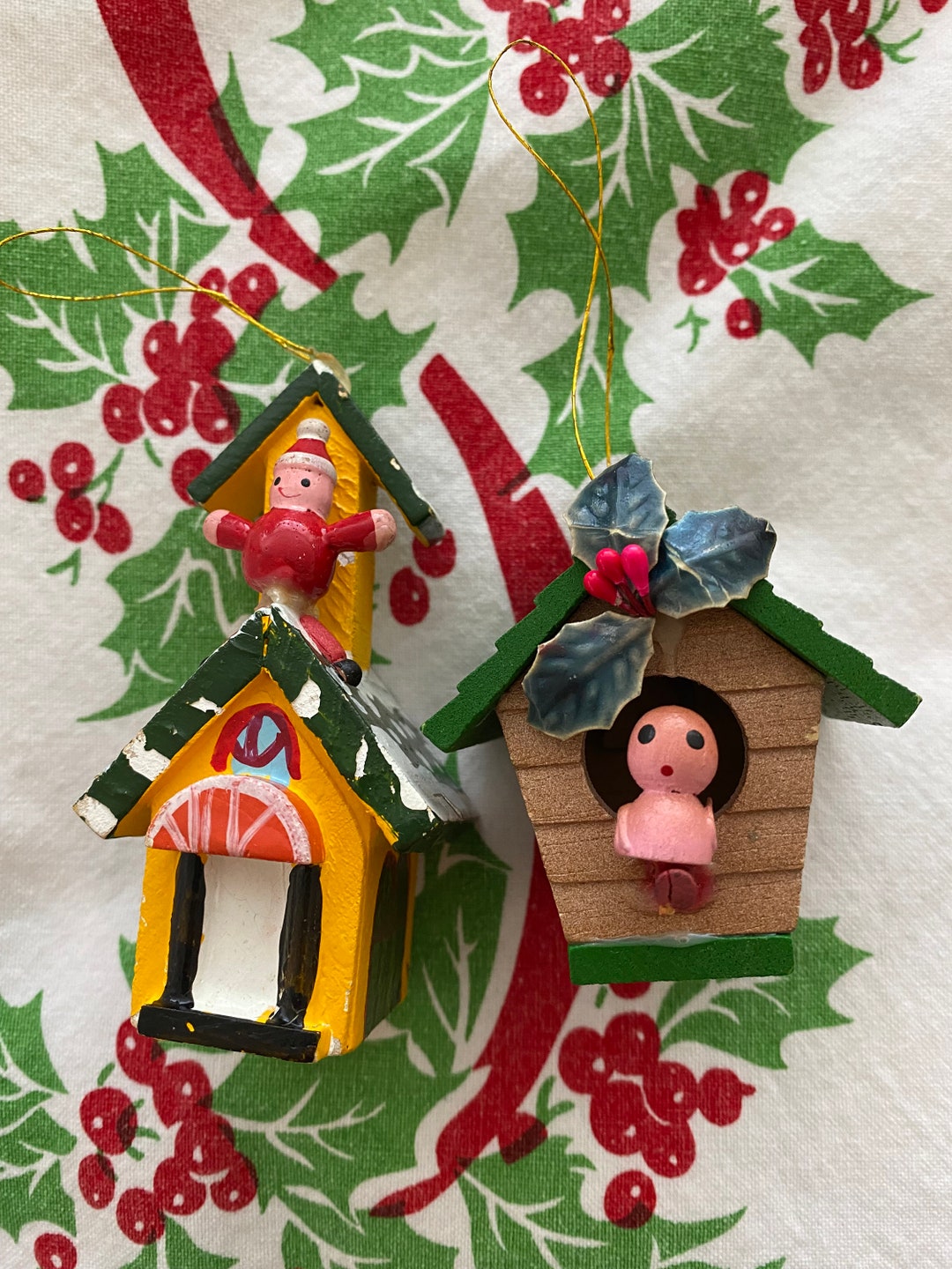 Houses / Two Little House Ornaments - Etsy