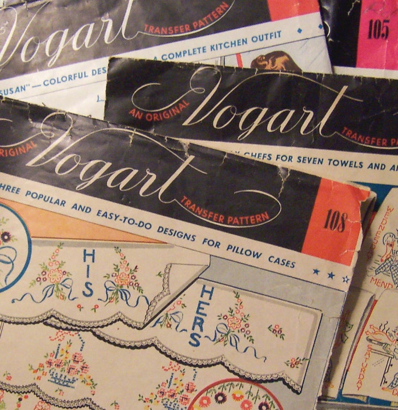 vintage vogart iron on transfers