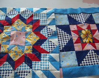 fabric / cotton squares star designs quilt pieces
