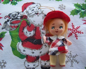 ornament / checkered styrofoam doll ornament