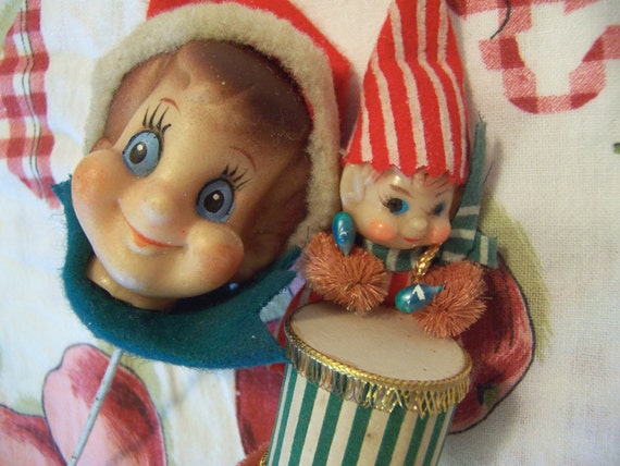 Elves / Two Vintage Elf Holiday Decorations - Etsy