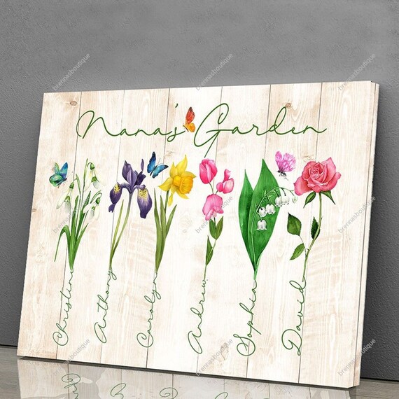 Personalized Grandma Gift Canvas Wall Art Grandma's Garden Etsy