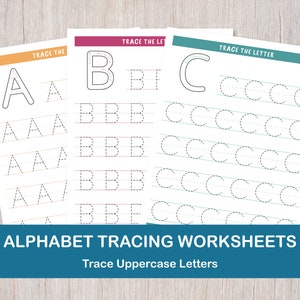 Uppercase Alphabet Tracing Worksheets | Printable Letter Worksheets for Kids | Digital Download