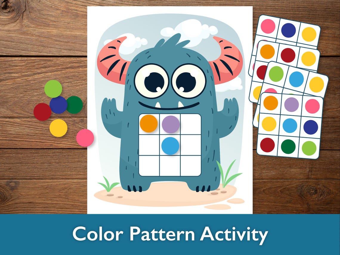 Color Pattern Activity, Printable Pattern Matching Game for Kids - Etsy