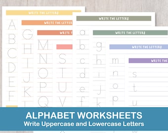Handwriting Practice Sheets for Early Learning, Printable Alphabet Worksheets for Kids | Digital Download