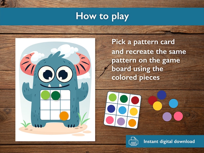 Color Pattern Activity, Printable Pattern Matching Game for Kids - Etsy