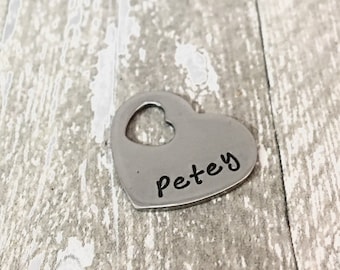 Engraved Heart Charm, custom heart charm, heart charm for mom, Heart Charm, keychain name tag, custom heart charm for necklace, gift for mom