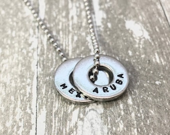 Men’s necklace, boyfriend gift, Engraved necklace, names, Engrave necklace for man, necklace for dad, Personalized Washer Necklace, travel