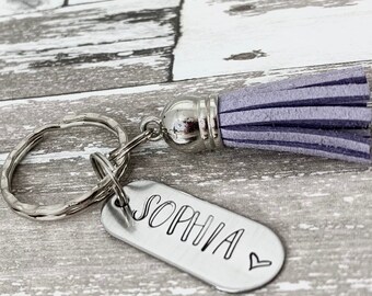 Engrave Tassel Keychain, Coordinates Keychain, Keychains For Women, Personalized Keychain, Purse Charm, Friend, Graduation Gift, New Driver