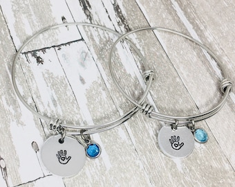 Mommy & Me Bracelet Set, mother daughter gift, Kiss Hand Heart, Back to school gift, Preschool, Gift for daughter