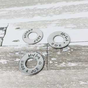 Personalized Hand Stamped Washer, travel tokens, hypoallergenic, engrave washer, Token, name charm, eternity token, stainless steel 7/8”